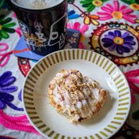 Pistachio and berry pastry at The Vegan Habit in Hythe
