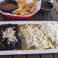 Vegetable enchiladas with vegan cheese at Maracas Mexican Cantina & Grill in Palm Springs