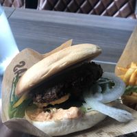 Burger with Chili Mayo and cheese  at Brödernas in Jonkoping