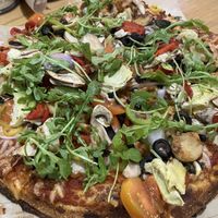 Vegan pizza on high rise dough   at Blaze Pizza in West Vancouver