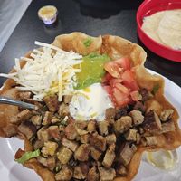 Taco Salad with Chicken at Mamicon's Vegan Mexican Restaurant in Northridge