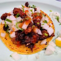 Red sauce soy protein   at Mamicon's Vegan Mexican Restaurant in Northridge