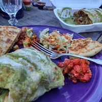 Verde Asada Burrito and Pupusas at Mamicon's Vegan Mexican Restaurant in Northridge