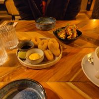 Calamari ans loaded gyozas at Ahimsa in Munich