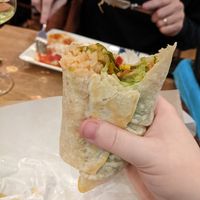 Delicious veggies inside! at Chiles Mexican Grill in Tokyo