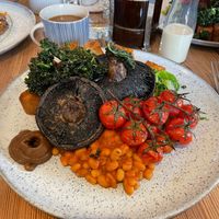 Big sundial breakfast made vegan by removing eggs at The Sundial Kitchen in Bristol