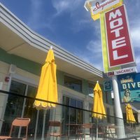 Just inside where the Imperial Motel sign is  at Vegan Vato in Albuquerque