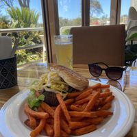 Shroom burger with vegan cheese at Chop 'n Chill in South West Rocks
