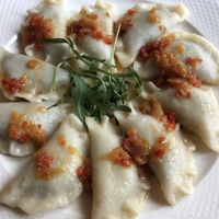 Pierogi ze szpinakiem, tofu i suszonymi pomidorami at Soodi Pierogarnia in Bialystok
