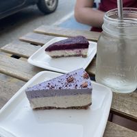 Blueberry & wildberry raw vegan cheesecake at Alive Bistro in Marsalforn