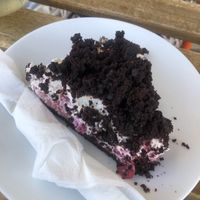 Chocolate strawberry cake with coconut whipped cream at Alive Bistro in Marsalforn