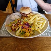 Chicken burger and fries at Alive Bistro in Marsalforn