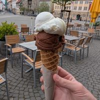 Limette-Kokos-Eis+ Schokoeis in Zimtwaffel at Schokoladen Manufaktur  in Eisenach