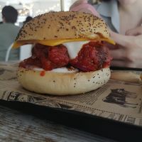 hamburguesa de albóndigas at Bioloco in Madrid
