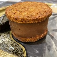 Dates and cacao gelato sandwich with spelt cookies. at Carvaan Delicatessen in Yokohama