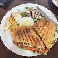 Vegan ‘tuna’ (chickpea) panini  at Evy's World in Monteverde
