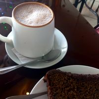 Chocolate banana bread & hot chocolate with almond milk at Evy's World in Monteverde