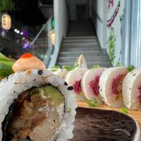 Smoke on the H2o Roll y Rocker flower  at Rock and Rolls Vegan Sushi in Panama City