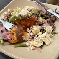 Sweet potato mash up with tofu sub for egg   at Snooze in Austin
