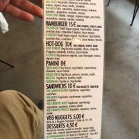Menu at Veganissim in Paris