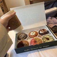 Black Sesame, Garlic and Cream Cheese, Tiramisu, Original (?), Raspberry and Pistachio, Matcha Donuts  at O.verte Donuts 오베흐트 도넛 in Seoul