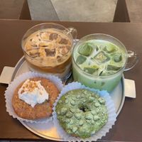 Earl grey donut, matcha crumble donut  at O.verte Donuts 오베흐트 도넛 in Seoul