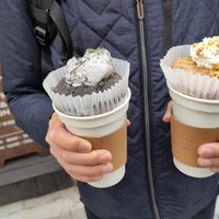The takeaway cups are perfectly formed for holding the donuts on the lid at O.verte Donuts 오베흐트 도넛 in Seoul