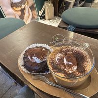 Chocolate donut + mocha cream lattee  at O.verte Donuts 오베흐트 도넛 in Seoul