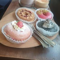 Victoria donut 9/10 black sesame donut 7/10 pink donut 7/10 PBJ donut 5/10 at O.verte Donuts 오베흐트 도넛 in Seoul