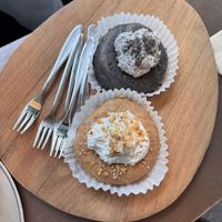 black sesame donut (top), earl grey donut (bottom)  at O.verte Donuts 오베흐트 도넛 in Seoul