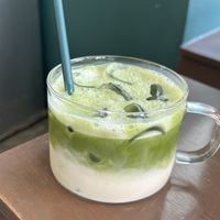 Jeju organic matcha latte with oat milkk  at O.verte Donuts 오베흐트 도넛 in Seoul