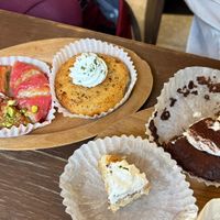 Raspberry, garlic and one with cocoa and nuts at O.verte Donuts 오베흐트 도넛 in Seoul