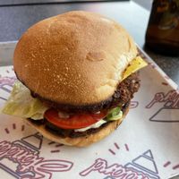 The Standard’s (vegan) Veggie Burger. It has a traditional black bean  patty. at The Standard in Hobart
