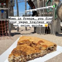 Lovely sweet savory onion quiche. I chose to eat it cold as it was so hot outside. But they offered to warm it up for me as well. So both is possible.   at Poppynut in Saint-die-des-vosges