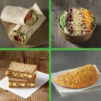 1. Falafel wrap
2. Salad with quinoa and cranberries
3. Peanut butter and banana bread
4. Vegan cheese pie at Grigoris Mikrogeumata in Crete