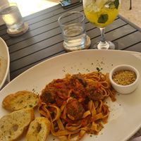 Pomodoro Pasta with Meatballs at Mother Earth Vegan Restaurant in Tamarindo