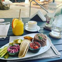 Tico breakfast   at Mother Earth Vegan Restaurant in Tamarindo