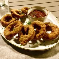 Calamari Rings (Eggplant )  at Mother Earth Vegan Restaurant in Tamarindo