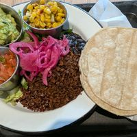 Tacos with soy minced meat, quinoa, black beans and guacamole. at Chupenga - Checkpoint Charlie in Berlin