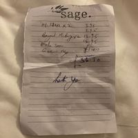 Handwritten bill at Sage in Belfast