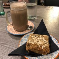 Hot chocolate and apple oat slice  at Harry's Place CIC in Ballynahinch