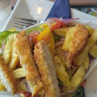 Salt and chilli chips with breaded fillet at Harry's Place CIC in Ballynahinch