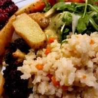 A close up view of vegan goodness at Veg Society of DC in Washington