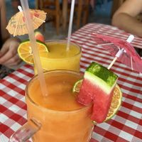 Papaya and mango smoothies  at Italian Carolina in Puerto Jimenez