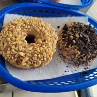 Maple with peanuts and regular glazed with peanuts and oreos. at The Donut Patch in Oviedo