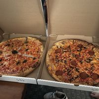 Margarita and mushroom pep  at Fat Tony's Pizza in Whistler