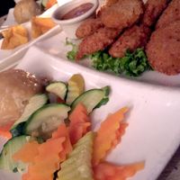 The food wasn't spectacular. The creole soul chicken dish looked like something out of a grade school cafeteria, and I'm sad to say tasted a bit like it, too. at Red Bamboo in New York City