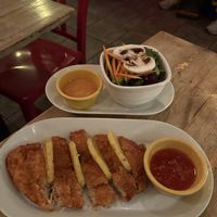 Coconut chicken (garden salad as my side instead of rice)   at Red Bamboo in New York City