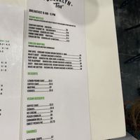 Food menu  at Brooklyn Tea in Atlanta