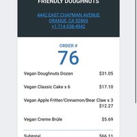 My receipt  #Veganuary at Friendly Doughnuts in Orange